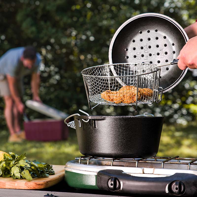 Lodge Seasoned Cast Iron Dutch Oven Frying Set - Image 5