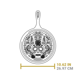 Alternative view of Lodge 10.5 Inch Seasoned Cast Iron Xolo Sugar Skull Griddle with Deluxe Handle Holder