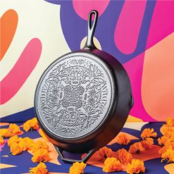 Lodge 12 Inch Seasoned Cast Iron Butterfly Sugar Skull Skillet