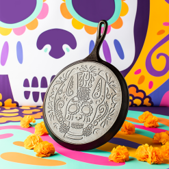 Lodge 10.5 Inch Seasoned Cast Iron Xolo Sugar Skull Griddle