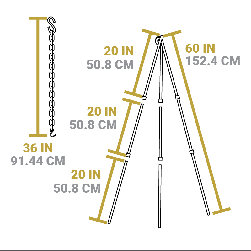 Lodge Adjustable Camp Tripod, 2 Pack - Image 4