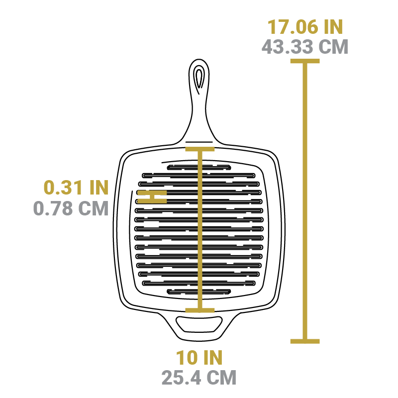 Lodge 10.5 Inch Square Cast Iron Grill Pan - Image 3
