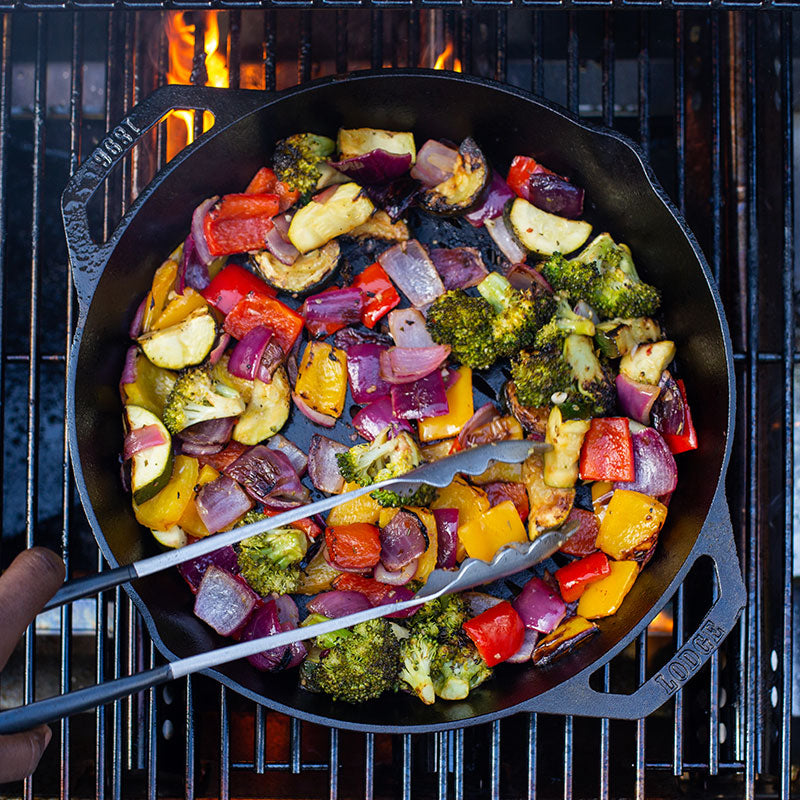 Lodge 12 Inch Seasoned Cast Iron Dual Handle Grilling Basket - Image 5