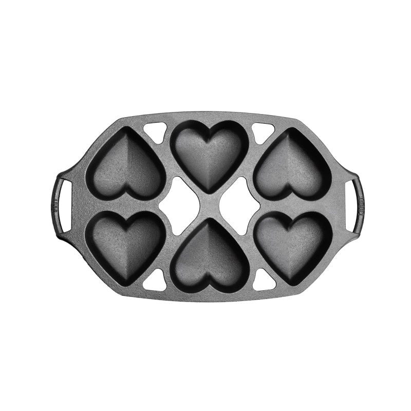 Lodge Seasoned Cast Iron Heart Mini Cake Pan - Image 2