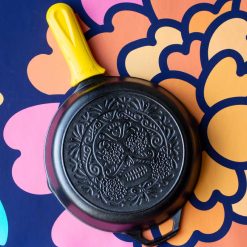 Alternative view of Lodge Seasoned Cast Iron Sugar Skull Skillet with Deluxe Handle Holder