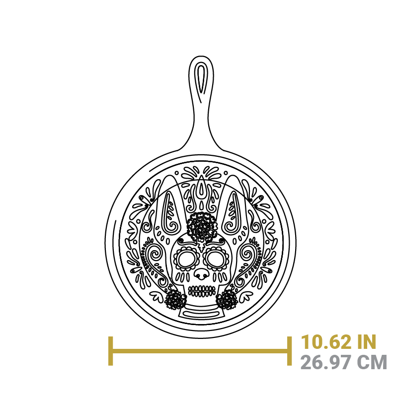 Lodge 10.5 Inch Seasoned Cast Iron Xolo Sugar Skull Griddle - Image 8