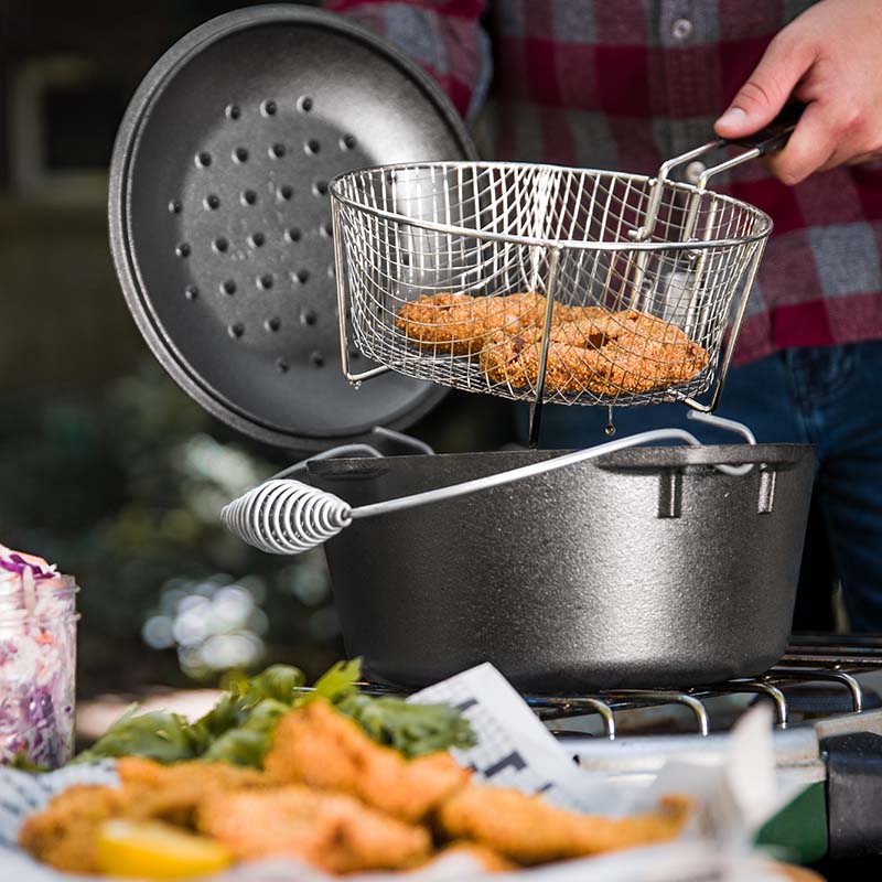 Lodge Seasoned Cast Iron Dutch Oven Frying Set - Image 4