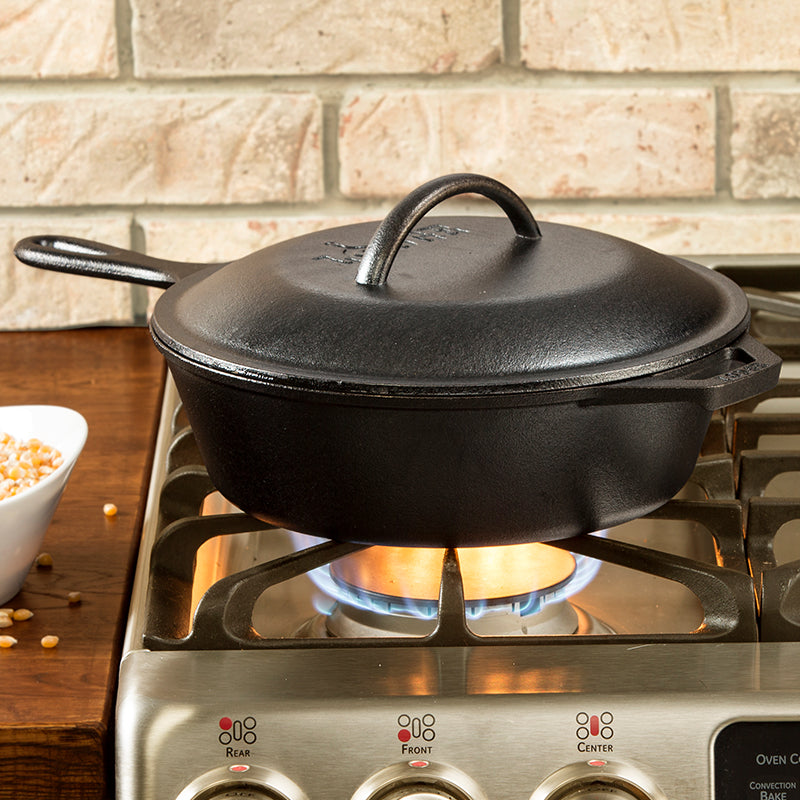 Lodge Cast Iron Covered Deep Skillet - Image 30