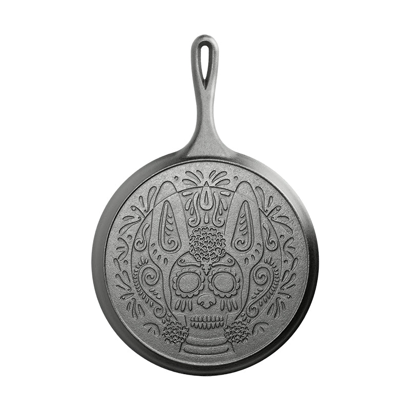 Lodge 10.5 Inch Seasoned Cast Iron Xolo Sugar Skull Griddle - Image 9